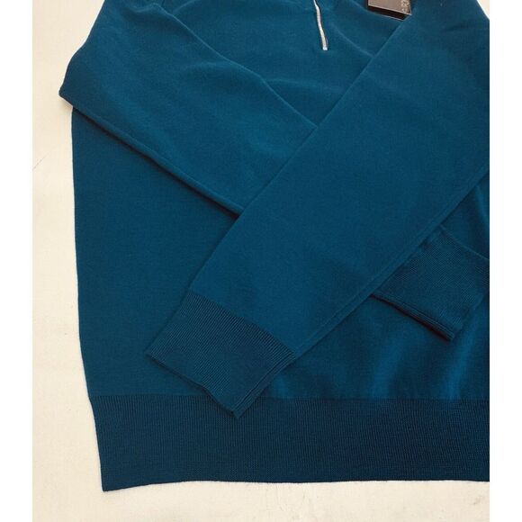 NWT G/FORE V-Neck Quarter Zip Wool Blend Sweater PTRL Blue Men's MEDIUM $255 - Picture 7 of 9